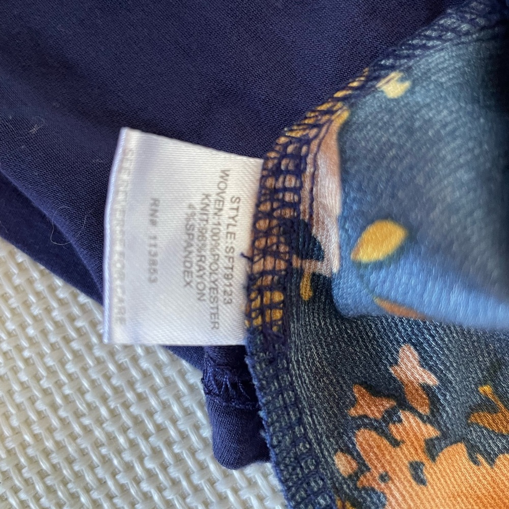 41 Hawthorn Size Large Navy Blue Sleeveless Blouse Floral Print Cutout - Picture 6 of 7